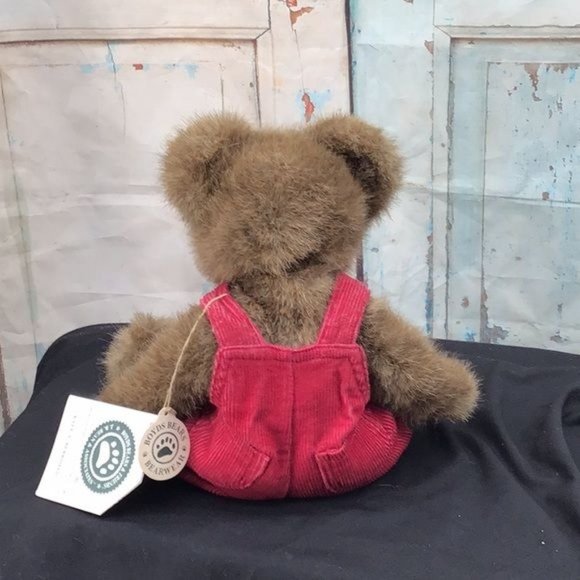 Boyds Bear Bearware "Klye L Berriman" Red Corduroy Overalls 11" Brown Bear Style - Picture 2 of 7